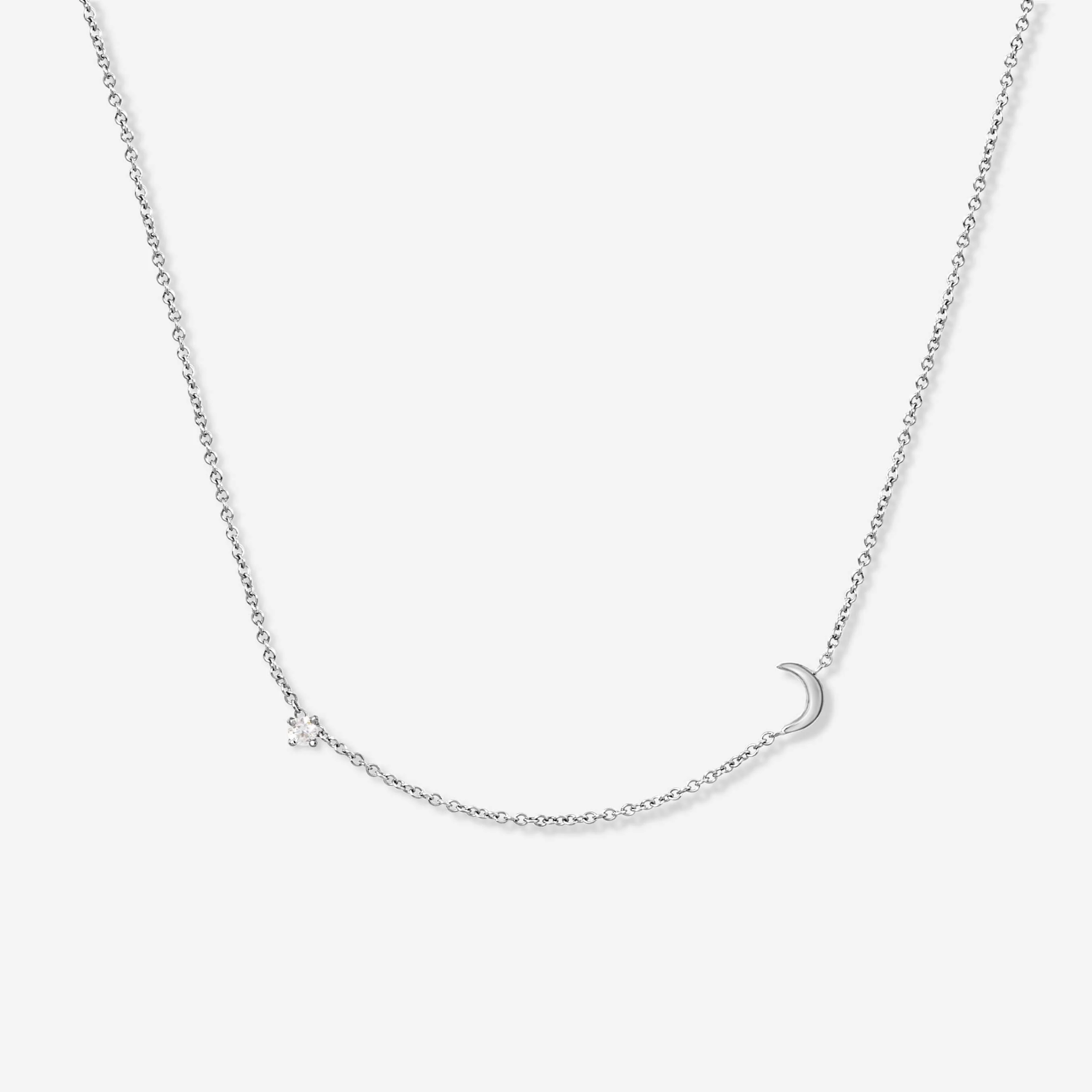 שרשרת קלואי ירח ויהלום מעבדה זהב 14K - Image 5