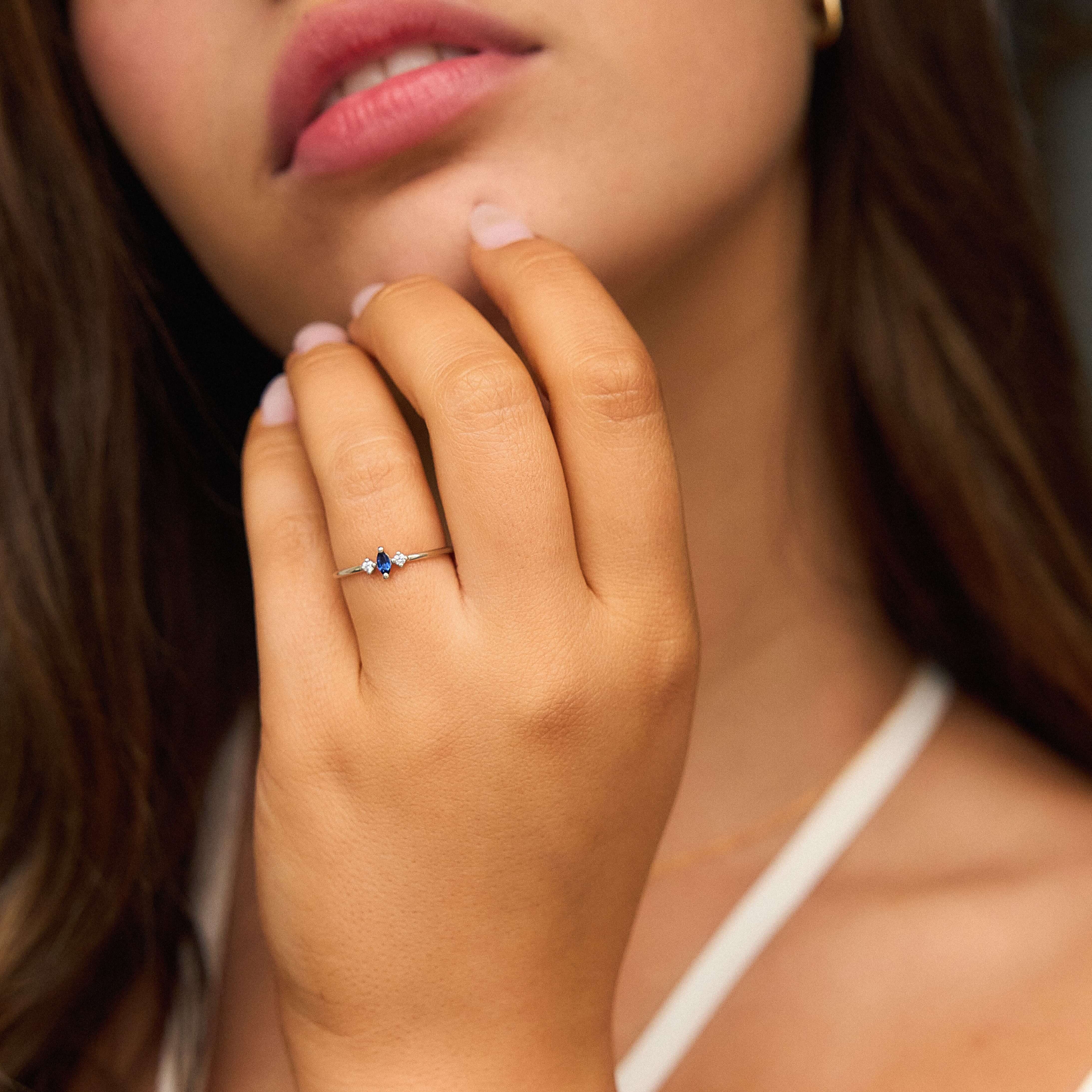 טבעת פלורה אבן חן ויהלומי מעבדה זהב 14K - Image 6