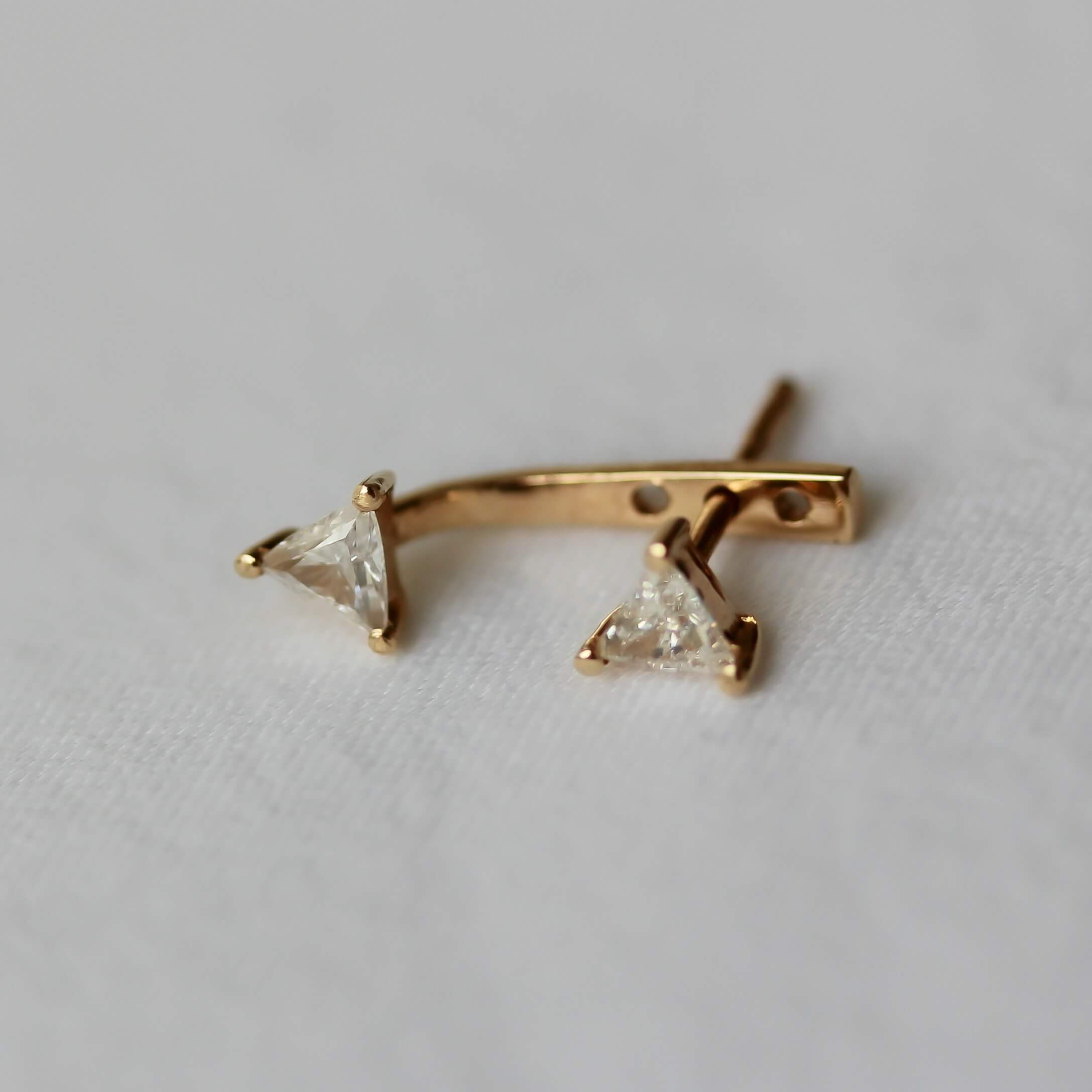 סט עגיל ו-ז'קט היילי יהלומי מעבדה לבנים זהב 14K - Image 10