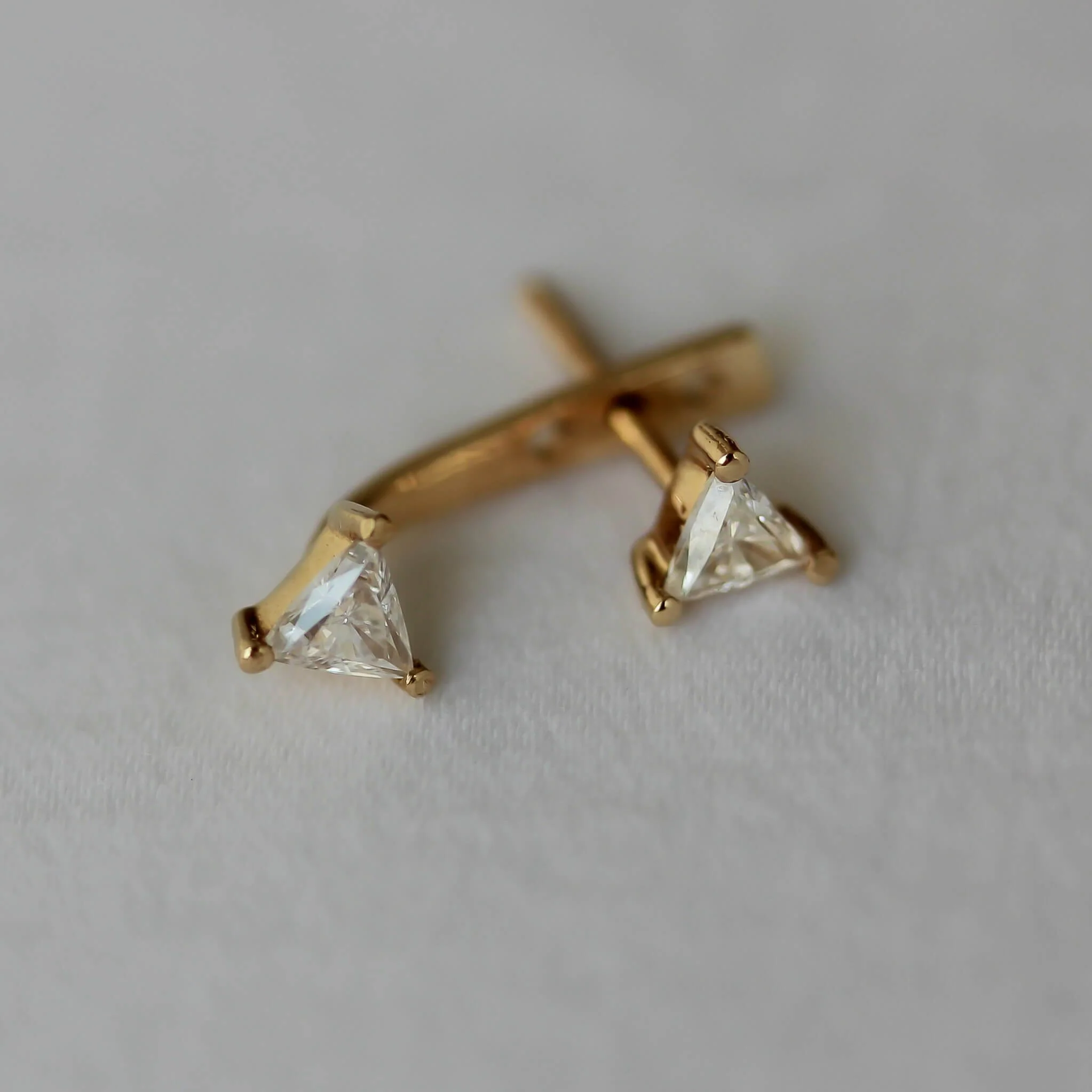 סט עגיל ו-ז'קט היילי יהלומי מעבדה לבנים זהב 14K - Image 9