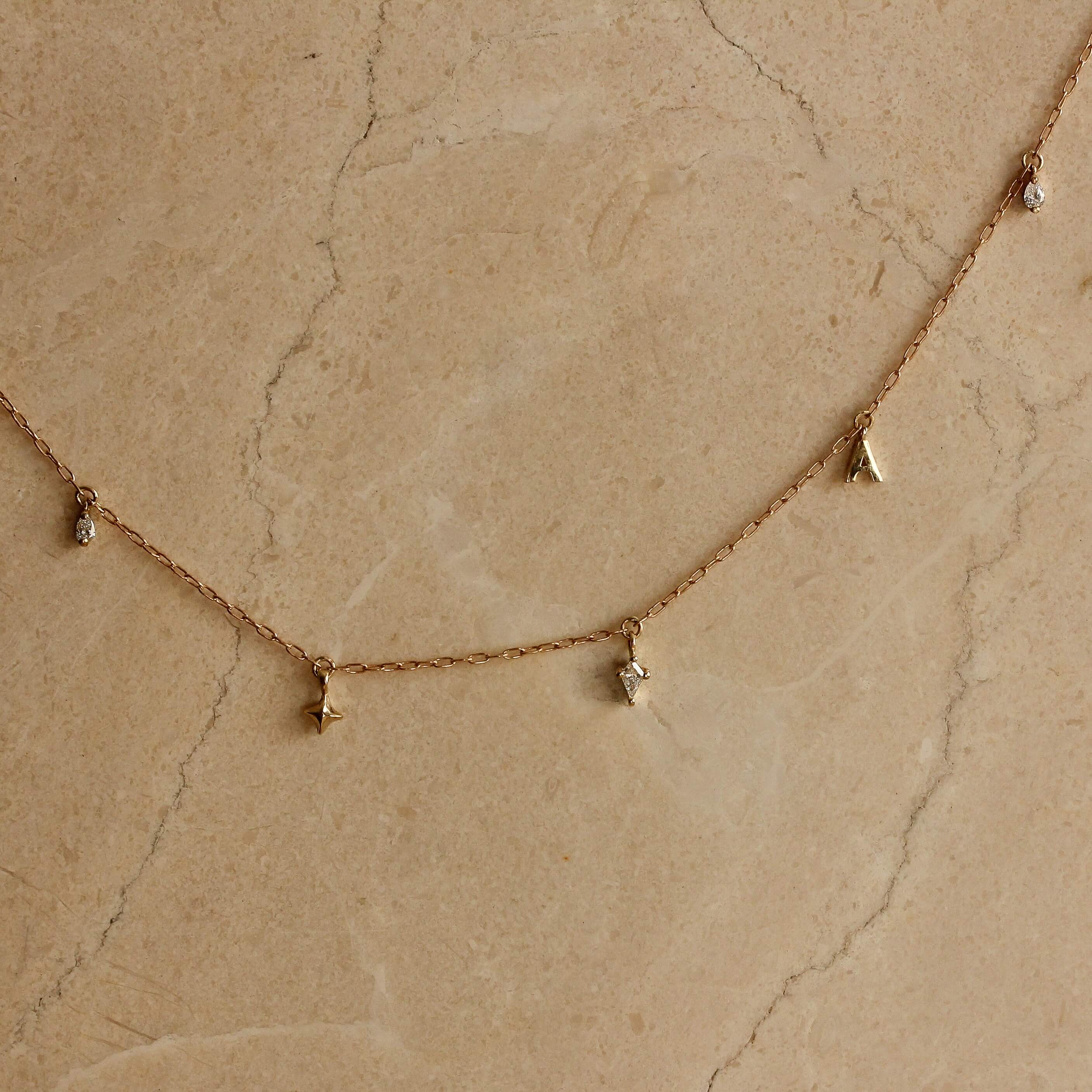 שרשרת פרסונה 5 תליונים זהב 14K - Image 12