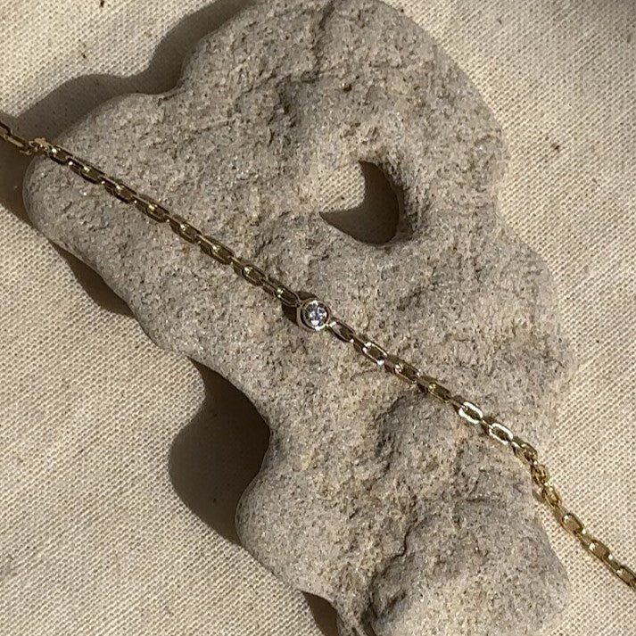 צמיד וונדי עבה יהלום מעבדה זהב צהוב 14K - Image 4